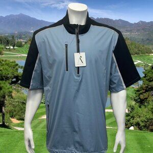 NWT Above The Links Elite Performance Denim Blue-Black Golf Rain Wind Jacket XL